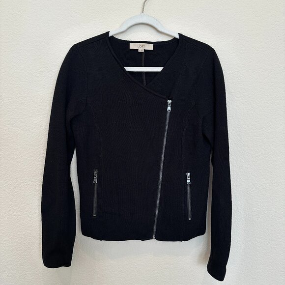 Loft Black Zip Sweater - Picture 1 of 4